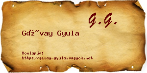 Gévay Gyula névjegykártya